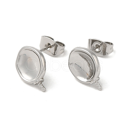 Twist Flat Round Brass Stud Earring Findings KK-M270-35P-1