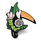 Parrot with Flower Enamel Pins, Electrophoresis Black Alloy Badge for Backpack Clothes, Orange, 30.5x26x1.5mm