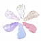 Transparent Spray Painted  Glass Pendants, with Glitter Powder, Butterfly Wings, Mixed Color, 24x12.5x4mm, Hole: 1.4mm