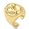 Rack Plating Brass Cuff Rings, Long-Lasting Plated, Lead Free & Cadmium Free, Real 18K Gold Plated, Adjustable