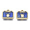 Rack Plating Alloy Enamel Charms, Cadmium Free & Lead Free, Bag Shape, Light Gold, Medium Blue, 12x14x4.5mm, Hole: 1.6mm