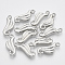 Plating ABS Plastic Pendants, Leaf, Platinum, 27x11x4mm, Hole: 2.5mm