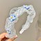 Cloth Hair Bands, Flower & Tulle Hair Accessories for Women Girls, Light Blue, 120mm