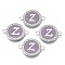 Alloy Enamel Links Connectors, with Crystal Rhinestones, Flat Round with Letter, Silver Color Plated, Letter.Z, 22x16x2mm, Hole: 1.8mm