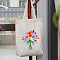 DIY Flower Bouquet Pattern Tote Bag Embroidery Kit, including Embroidery Needles & Thread, Cotton Fabric, Plastic Embroidery Hoop, White, 390x340mm