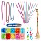 DIY Knit Kit, with Plastic DIY Weaving Tool Knitting Needle Caps, Aluminum Stitch Holder, Iron Scissors, Circular Knitting Needles, Afghan Aluminum Knitting Needles Set, Plastic Stitch Needle Clip, Mixed Color, 200x30mm