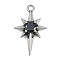 316 Surgical Stainless Steel Micro Pave Cubic Zirconia Pendants, Antique Silver, Star Charm, Black, 28.5x18x6mm, Hole: 2mm