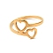 Ion Plating(IP) 201 Stainless Steel Double Heart Finger Ring for Valentine's Day, Golden, US Size 6 1/2(16.9mm)