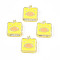 Transparent Acrylic Beads, with Enamel, Square with Duck, Champagne Yellow, 24x23x8mm, Hole: 3mm