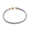 Braided Carbon Steel Wire Bracelet Making, with Golden Plated Brass End Caps, Silver, 0.25cm, Inner Diameter: 2-3/8 inch(6.1cm)