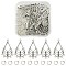 20Pcs Tibetan Style Alloy Rhinestone Connector Settings, Teardrop Chandelier Component Link with 100Pcs Brass Jump Rings, Antique Silver, Link: 37x23x2mm