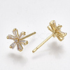 Brass Cubic Zirconia Stud Earrings KK-S348-364G-2