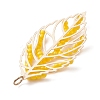 Handmade Glass Seed Beaded Leaf Shape Pendants PALLOY-MZ00935-03-4