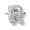 Brass Micro Pave Cubic Zirconia Letter Links KK-I717-04R-P-1