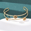 304 Stainless Steel Cuff Bangles for Women BJEW-P377-03G-2