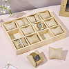 12 Grids Wood Watch Display Trays with Pillows BDIS-WH0008-18-4
