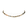 Natural Paua Shell Oval Beaded Necklaces with Brass End Chains for Men Women NJEW-JN06043-3