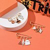 3Pcs 3 Style Halloween Skull & Ghost & Pumpkin Enamel Safety Pin Brooch JEWB-TA00012-2