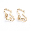 Brass Micro Pave Clear Cubic Zirconia Screw Carabiner Lock Charms ZIRC-I041-06G-2