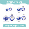 100Pcs 4 Colors Floral Printed Porcelain Beads PORC-DC0001-16B-2
