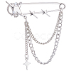 1Pc Star Alloy Hanging Chain Brooches JEWB-BM0001-05-1