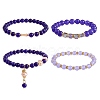 4Pcs 4 Style Natural Malaysia Jade Stretch Bracelets Set with Glass Beaded BJEW-SW00105-06-1