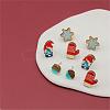 4 Pairs Snowflake & Glove & Christmas Gnome Printed Wood Stud Earrings EJEW-OY001-04-3