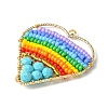 Dyed Natural Magnesite & Glass Seed Beaded Pendants PALLOY-MZ00195-2