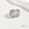 Adjustable Elegant Brass Micro Pave Cubic Zirconia Cuff Rings for Women AA0359-1