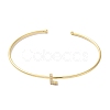 Rack Plating Brass Micro Pave Clear Cubic Zirconia Letter Open Cuff Bangles BJEW-A018-01G-L-2