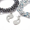 2Pcs 2 Color Lampwork Evil Eye & Glass Stretch Multi-strand Bracelets Set BJEW-JB08785-9