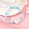 Ocean ABS Plastic Imitation Pearl Shell Shape Electroplate Glass Faceted Rondelle Beaded Stretch Bracelets for Women BJEW-JB14386-01-1