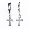 Tarnish Resistant Cross Stainless Steel Dangle Leverback Earrings EJEW-JE01749-1