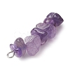 Gradient Color Natural Lavender Amethyst & Natural Blue Lace Agate Chip Beaded Pendants PALLOY-JF02791-03-5