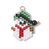 Christmas Themed Glass Seed Beaded Pendants PALLOY-MZ00868-03-1