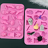 Halloween Theme Tombstone/Skull/Bat Cake Decoration Food Grade Silicone Molds DIY-E067-04-1