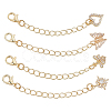4Pcs Brass Micro Pave Clear Cubic Zirconia End with Chains HJEW-ME00134-1