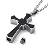 304 Stainless Steel Black Enamel Cross Urn Ashes Necklaces STAS-Z106-05P-5