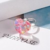 3D Resin Heart with Star Adjustable Ring RJEW-JR00457-2