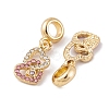 Rack Plating Alloy Crystal & Light Rose Rhinestone European Dangle Charms FIND-C055-18G-2