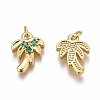 Brass Micro Pave Green Cubic Zirconia Charms ZIRC-O035-14G-2