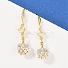 Brass Micro Pave Clear Cubic Zirconia Heart Dangle Earrings EJEW-C156-02G-1