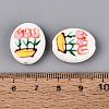 Hand Painted Tulip Flower Oval Porcelain Beads PORC-N012-11C-3