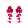 Alloy Cloth Flower Tassel Stud Earrings FS-WG1853D-07-1