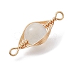 Natural Moonstone Copper Wire Wrapped Connector Charms PALLOY-JF02518-01-3