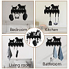 Black Wood & Iron Wall Mounted Hook Hangers DIY-WH0601-004-7