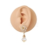 Glass Beaded Flower with Teardrop Dangle Clip-on Earrings EJEW-JE05206-3