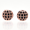 Rack Plating Brass Cubic Zirconia Beads ZIRC-S001-6mm-B01-3