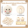 60Pcs Printed Natural Wood European Beads WOOD-GF0002-19B-2