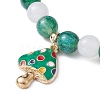 Resin Imiattion Cat Eye Beaded Stretch Bracelet with Mushroom Alloy Enamel Charms BJEW-JB09571-4